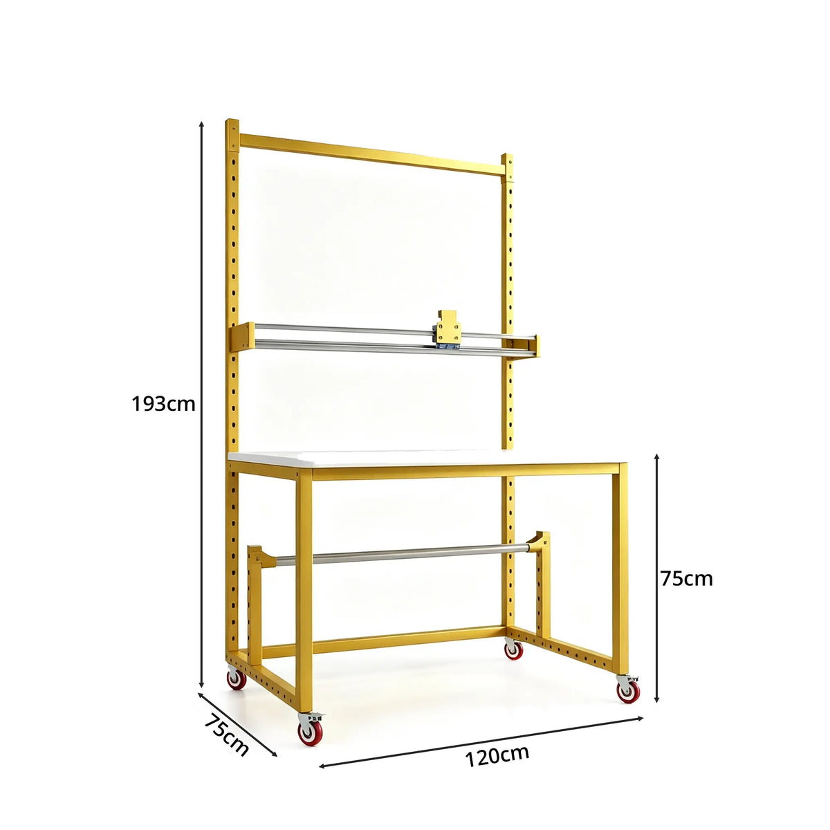 GROVIA Single Shaft Single Blade Cutting Rack 120/150cm Roll Material Stand with Adjustable Steel Frame for Packing Station Warehouse - Yellow