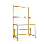 GROVIA Single Shaft Single Blade Cutting Rack 120/150cm Roll Material Stand with Adjustable Steel Frame for Packing Station Warehouse - Yellow