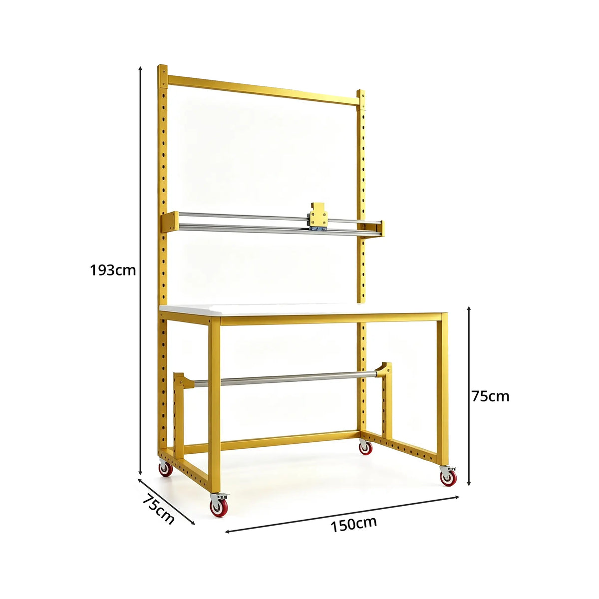 GROVIA Single Shaft Single Blade Cutting Rack 120/150cm Roll Material Stand with Adjustable Steel Frame for Packing Station Warehouse - Yellow