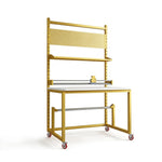 GROVIA Single Shaft Cutting Rack 120/150cm with Pegboard Shelf Roll Holder and Steel Frame for Packing Station Warehouse - Yellow