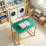 GROVIA Single Shaft Single Blade Cutting Rack Steel Frame Roll Holder Workbench for Packing Station Warehouse - Yellow