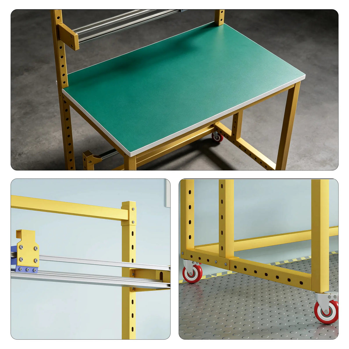 GROVIA Single Shaft Single Blade Cutting Rack Steel Frame Roll Holder Workbench for Packing Station Warehouse - Yellow