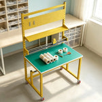 GROVIA Single Shaft Cutting Rack with Pegboard Shelf 120/150cm Roll Holder Packing Workbench for Warehouse Station - Yellow