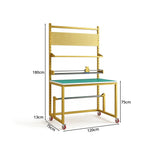GROVIA Single Shaft Cutting Rack with Pegboard Shelf 120/150cm Roll Holder Packing Workbench for Warehouse Station - Yellow