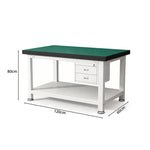 GROVIA Double Layer Heavy Duty Workbench with 2 Drawer Cabinet Reinforced Steel Frame Workshop Repair Table - White