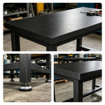 GROVIA Heavy Duty Workbench Reinforced Steel Frame Industrial Work Table for Workshop Garage Repair Station - Black