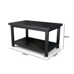 GROVIA Double Layer Heavy Duty Workbench Reinforced Steel Frame Industrial Work Table for Workshop Laboratory Garage - Black