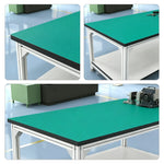 GROVIA Double Layer Aluminium Workbench Reinforced Frame Industrial Work Table with Storage Shelf for Workshop Factory - Silver