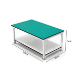 GROVIA Double Layer Aluminium Workbench Reinforced Frame Industrial Work Table with Storage Shelf for Workshop Factory - Silver