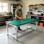 GROVIA Single Layer 6 Leg Aluminium Workbench Reinforced Frame Industrial Work Table for Workshop Factory - Silver