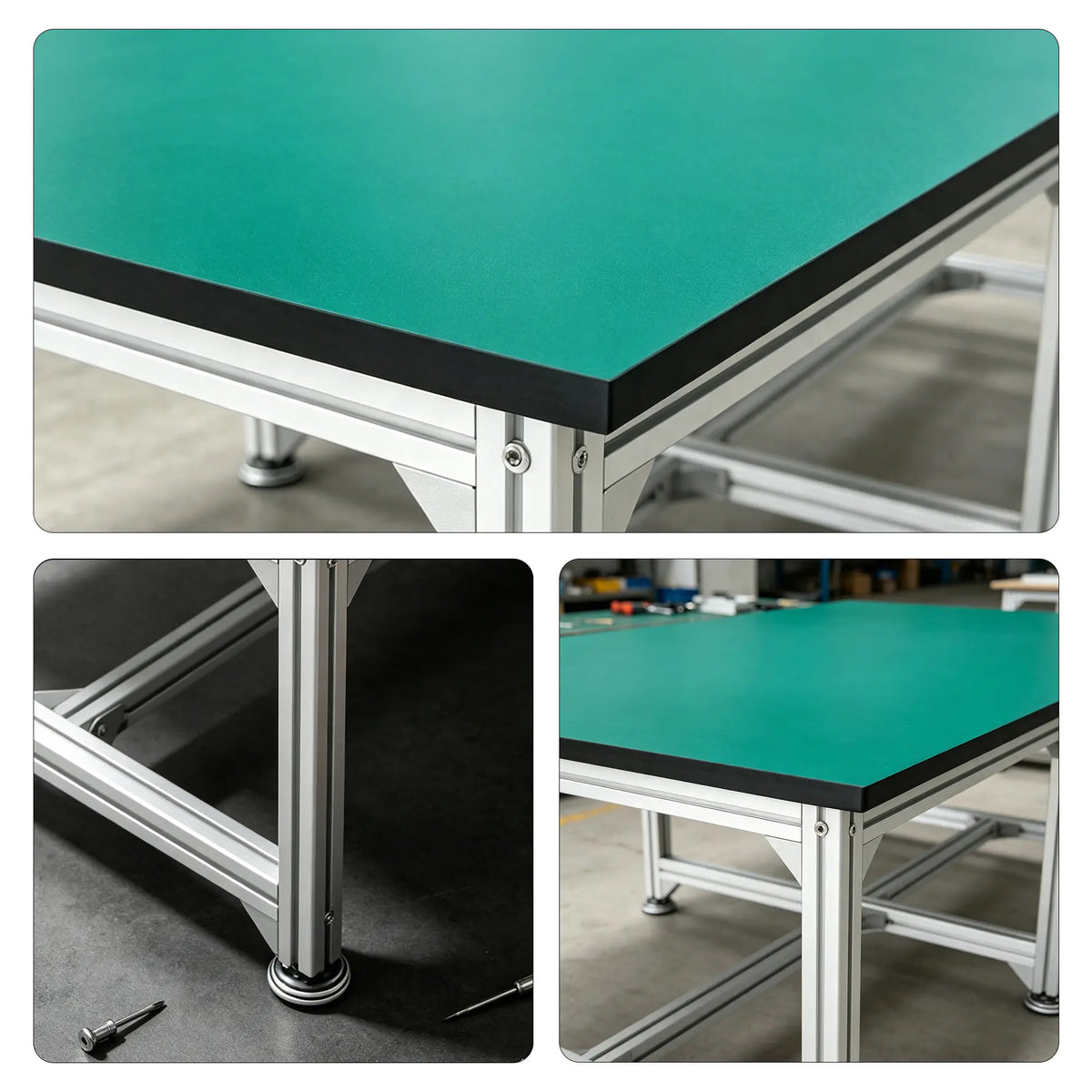 GROVIA Single Layer 6 Leg Aluminium Workbench Reinforced Frame Industrial Work Table for Workshop Factory - Silver