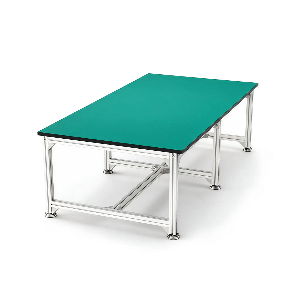 GROVIA Single Layer 6 Leg Aluminium Workbench Reinforced Frame Industrial Work Table for Workshop Factory - Silver