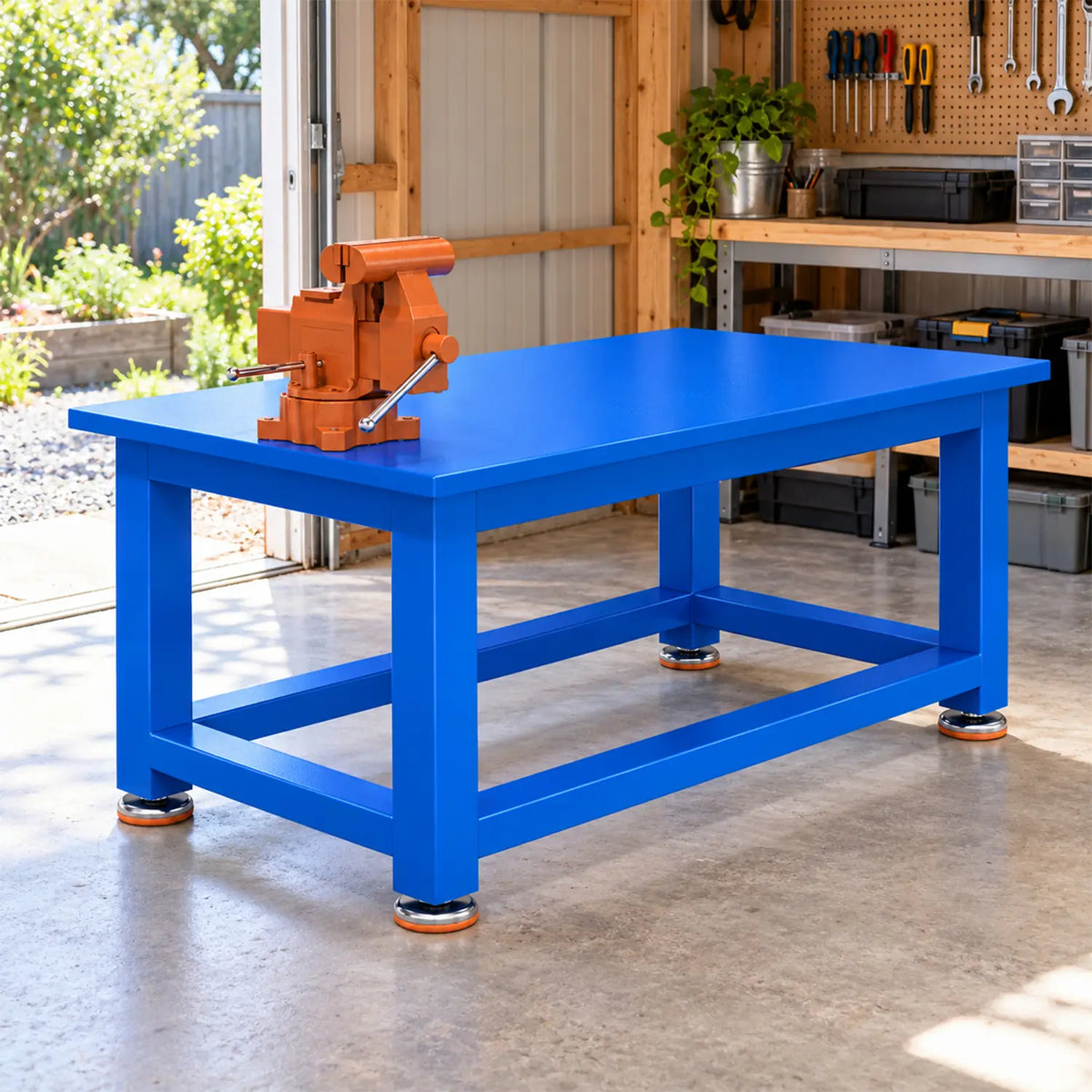 GROVIA Heavy Duty Machinist Workbench 120x75x80cm Steel Work Table 5-8 Ton Load Capacity for Workshop Repair - Blue