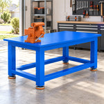 GROVIA Heavy Duty Machinist Workbench 120x75x80cm Steel Work Table 5-8 Ton Load Capacity for Workshop Repair - Blue
