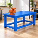 GROVIA Heavy Duty Machinist Workbench 120x75x80cm Steel Work Table 5-8 Ton Load Capacity for Workshop Repair - Blue