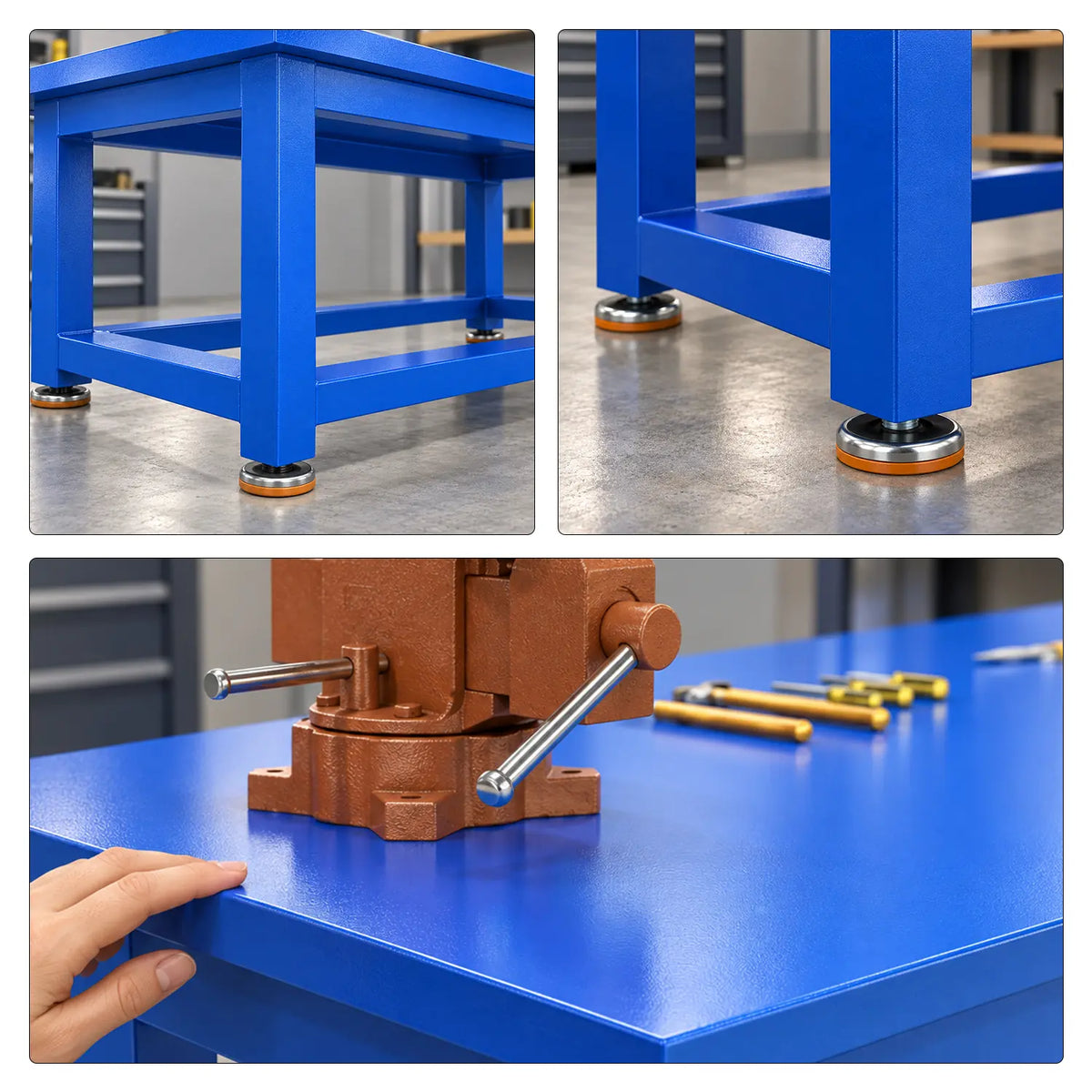 GROVIA Heavy Duty Machinist Workbench 120x75x80cm Steel Work Table 5-8 Ton Load Capacity for Workshop Repair - Blue