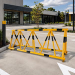 GROVIA Mobile Safety Barricade 3/4m Heavy Duty Steel Road Barrier with Yellow Black Warning Design for Construction Area - Yellow & Black