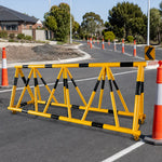 GROVIA Mobile Safety Barricade 3/4m Heavy Duty Steel Road Barrier with Yellow Black Warning Design for Construction Area - Yellow & Black