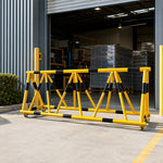 GROVIA Mobile Safety Barricade 3/4m Heavy Duty Steel Road Barrier with Yellow Black Warning Design for Construction Area - Yellow & Black
