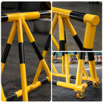 GROVIA Mobile Safety Barricade 3/4m Heavy Duty Steel Road Barrier with Yellow Black Warning Design for Construction Area - Yellow & Black