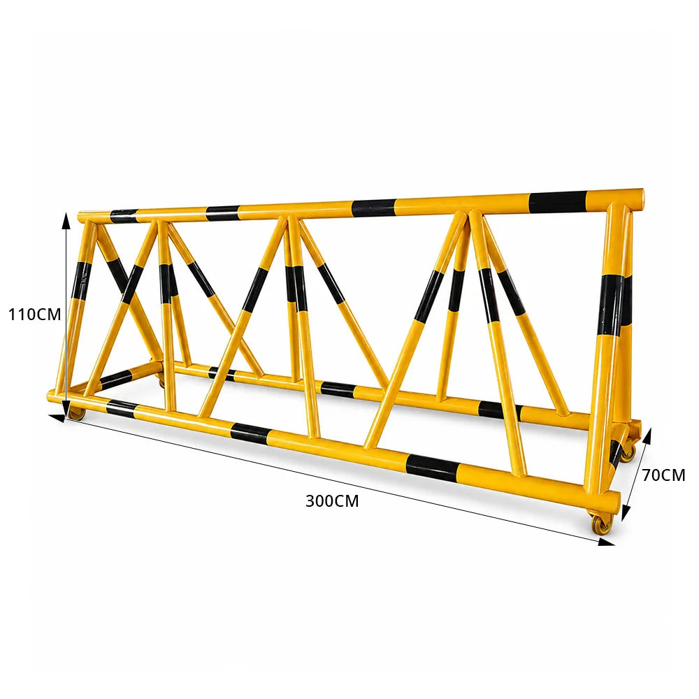 GROVIA Mobile Safety Barricade 3/4m Heavy Duty Steel Road Barrier with Yellow Black Warning Design for Construction Area - Yellow & Black