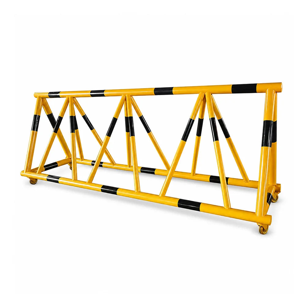GROVIA Mobile Safety Barricade 3/4m Heavy Duty Steel Road Barrier with Yellow Black Warning Design for Construction Area - Yellow & Black