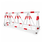GROVIA Mobile Safety Barricade 3/4m Heavy Duty Steel Road Barrier with Yellow Black Warning Design for Construction Area - Red & White