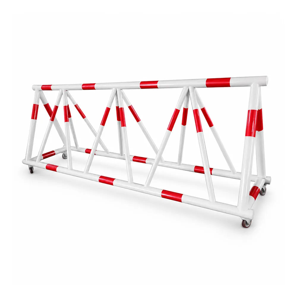 GROVIA Mobile Safety Barricade 3/4m Heavy Duty Steel Road Barrier with Yellow Black Warning Design for Construction Area - Red & White