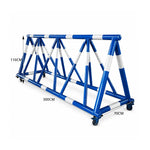 GROVIA Mobile Safety Barricade 3/4m Heavy Duty Steel Road Barrier with Yellow Black Warning Design for Construction Area - Blue & White