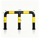 GROVIA M Type Safety Barrier 150cm Heavy Duty Steel Crash Guard Rail with Yellow Black Warning Design for Parking Area - Yellow & Black