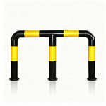 GROVIA M Type Safety Barrier 150cm Heavy Duty Steel Crash Guard Rail with Yellow Black Warning Design for Parking Area - Yellow & Black