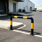 GROVIA U Type Safety Barrier 100cm Heavy Duty Steel Crash Guard Rail with Yellow Black Warning Design for Parking Area - Yellow & Black