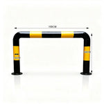 GROVIA U Type Safety Barrier 100cm Heavy Duty Steel Crash Guard Rail with Yellow Black Warning Design for Parking Area - Yellow & Black