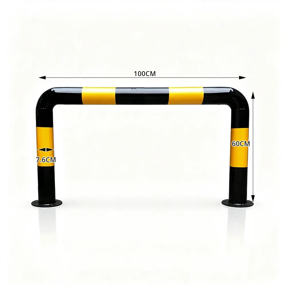 GROVIA U Type Safety Barrier 100cm Heavy Duty Steel Crash Guard Rail with Yellow Black Warning Design for Parking Area - Yellow & Black