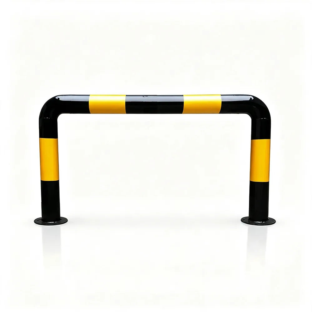 GROVIA U Type Safety Barrier 100cm Heavy Duty Steel Crash Guard Rail with Yellow Black Warning Design for Parking Area - Yellow & Black