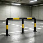 GROVIA M Type Safety Barrier 150cm Heavy Duty Steel Crash Guard Rail with Yellow Black Warning Design for Parking Area - Yellow & Black