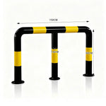 GROVIA M Type Safety Barrier 150cm Heavy Duty Steel Crash Guard Rail with Yellow Black Warning Design for Parking Area - Yellow & Black