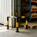 GROVIA L Type Safety Barrier 100x100cm Heavy Duty Steel Crash Guard Rail with Yellow Black Warning Design for Equipment Protection - Yellow & Black