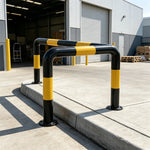 GROVIA L Type Safety Barrier 100x100cm Heavy Duty Steel Crash Guard Rail with Yellow Black Warning Design for Equipment Protection - Yellow & Black