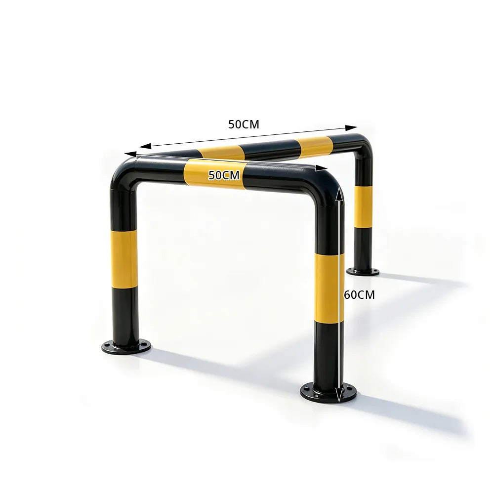 GROVIA L Type Safety Barrier 100x100cm Heavy Duty Steel Crash Guard Rail with Yellow Black Warning Design for Equipment Protection - Yellow & Black