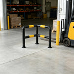 GROVIA L Type Double Layer Safety Barrier 100x100cm Heavy Duty Steel Crash Guard Rail for Corner Protection - Black & Yellow