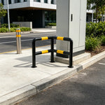 GROVIA L Type Double Layer Safety Barrier 100x100cm Heavy Duty Steel Crash Guard Rail for Corner Protection - Black & Yellow