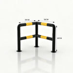 GROVIA L Type Double Layer Safety Barrier 100x100cm Heavy Duty Steel Crash Guard Rail for Corner Protection - Black & Yellow