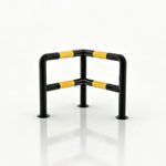 GROVIA L Type Double Layer Safety Barrier 100x100cm Heavy Duty Steel Crash Guard Rail for Corner Protection - Black & Yellow