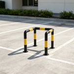 GROVIA C Type Safety Barrier 100x100cm Heavy Duty Steel Crash Guard Rail with Yellow Black Warning Design for Equipment Protection - Yellow & Black