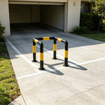 GROVIA C Type Safety Barrier 100x100cm Heavy Duty Steel Crash Guard Rail with Yellow Black Warning Design for Equipment Protection - Yellow & Black