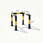 GROVIA C Type Safety Barrier 100x100cm Heavy Duty Steel Crash Guard Rail with Yellow Black Warning Design for Equipment Protection - Yellow & Black