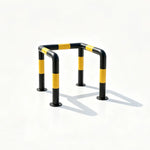 GROVIA C Type Safety Barrier 100x100cm Heavy Duty Steel Crash Guard Rail with Yellow Black Warning Design for Equipment Protection - Yellow & Black