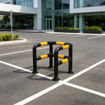 GROVIA C Type Double Layer Safety Barrier Heavy Duty Steel Crash Guard Rail for Corner Equipment Protection - Black & Yellow