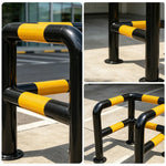 GROVIA C Type Double Layer Safety Barrier Heavy Duty Steel Crash Guard Rail for Corner Equipment Protection - Black & Yellow